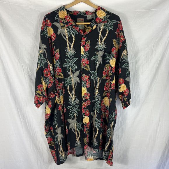 Pineapple Connection Other - Pineapple Connection Mens Vintage Aloha Shirt Size 4XT Black Hawaiian
